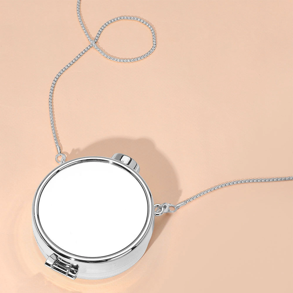 FASHNZFAB Metallic Round Compact Mirror Clutch Evening Bag Crossbody Bag