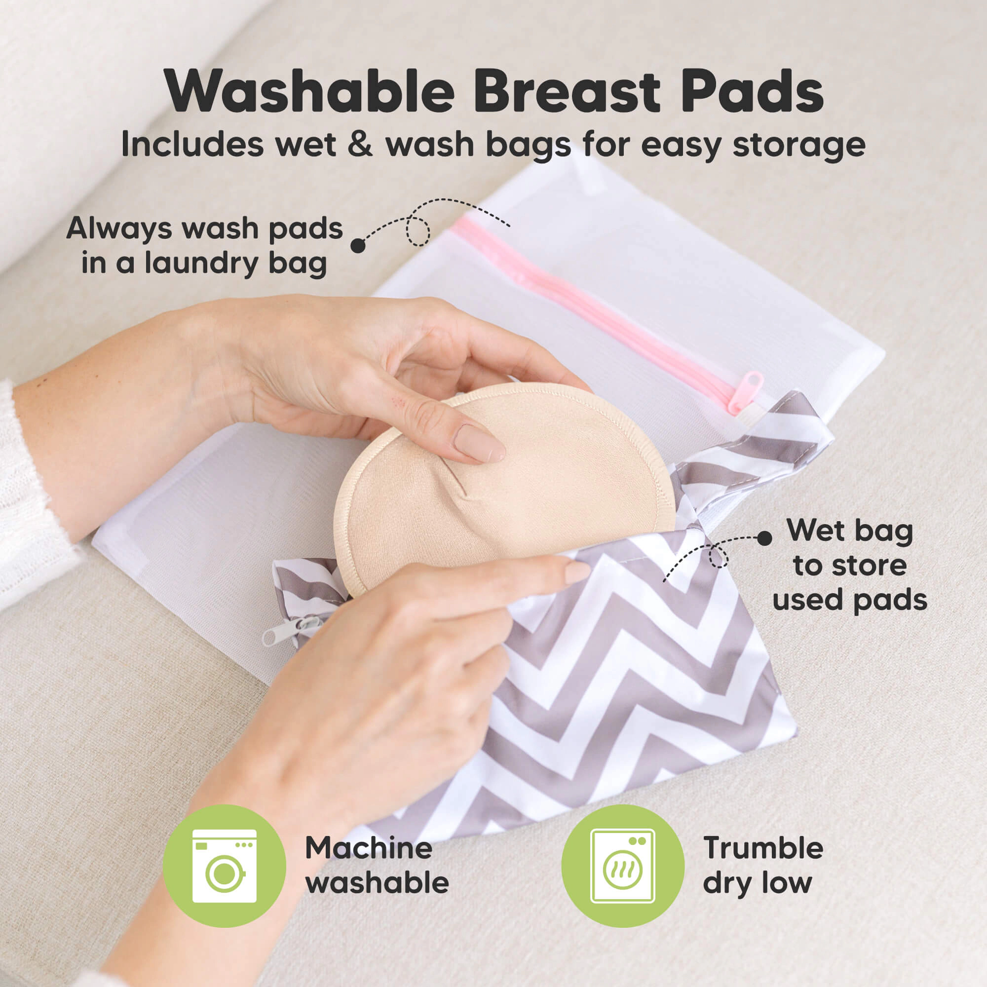 KeaBabies 14-Pack Comfy Nursing Pads (Bare Beige)
