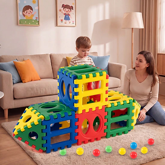 SUGIFT 32-Piece Toddler Jumbo Waffle Building Blocks with 10 Ocean ...