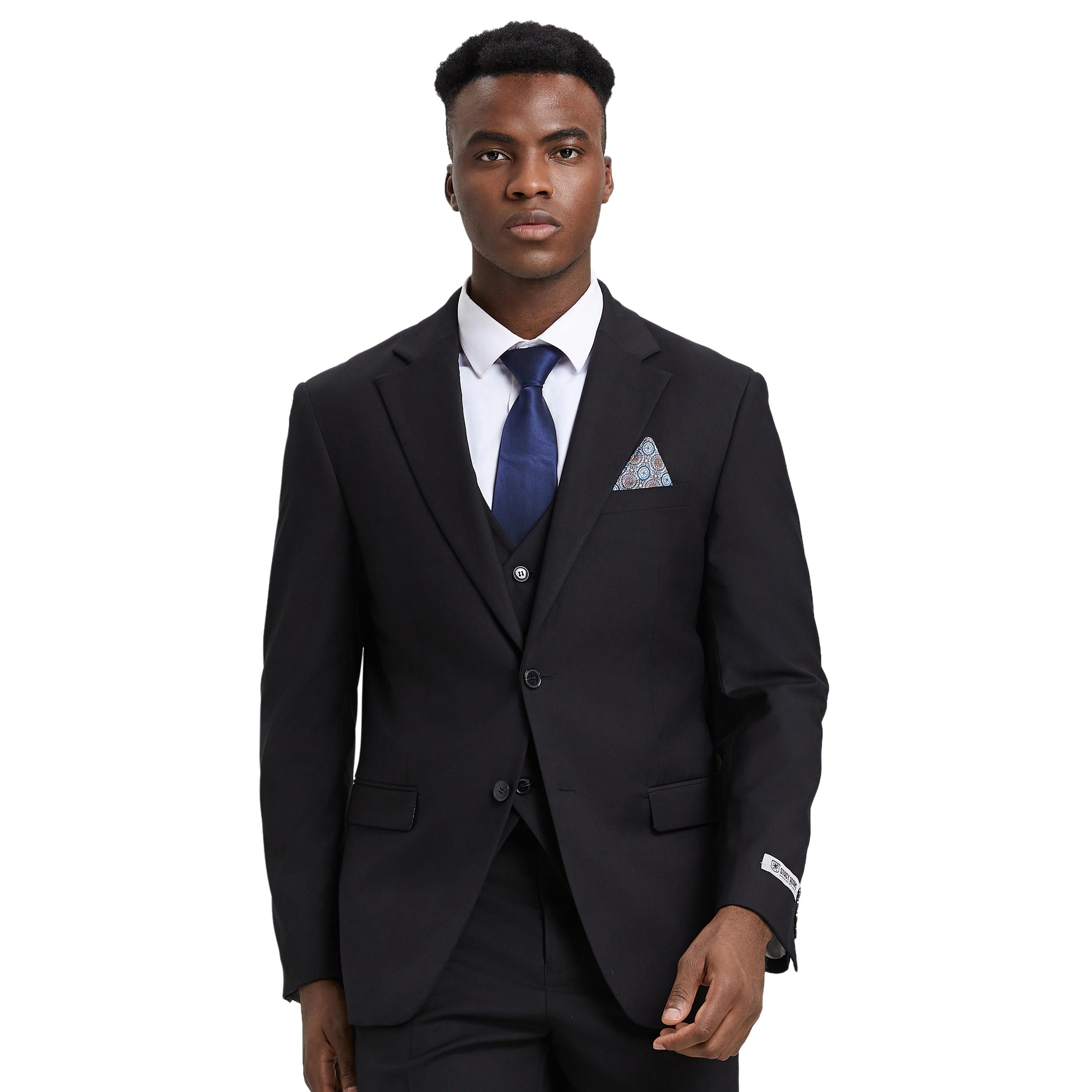 Stacy Adams Mens Regular Fit 3-Piece Solid Suit Set