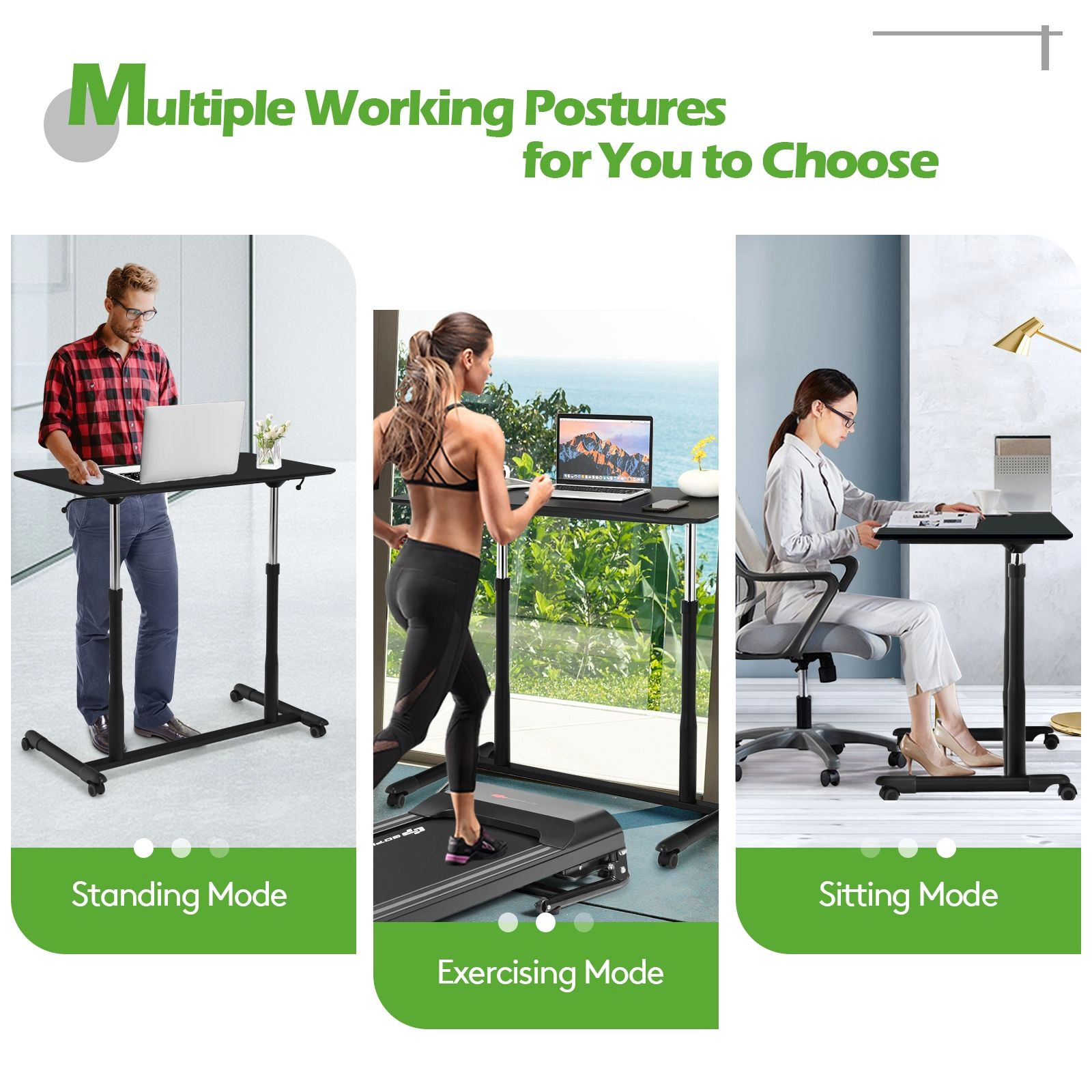 SlickBlue Adjustable Standing Laptop Desk with Rolling Casters
