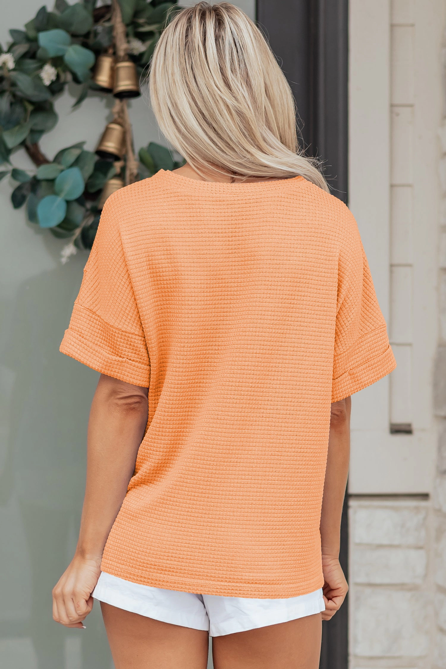 Threaded Pear Womens Xyla Short Sleeve Knit Top