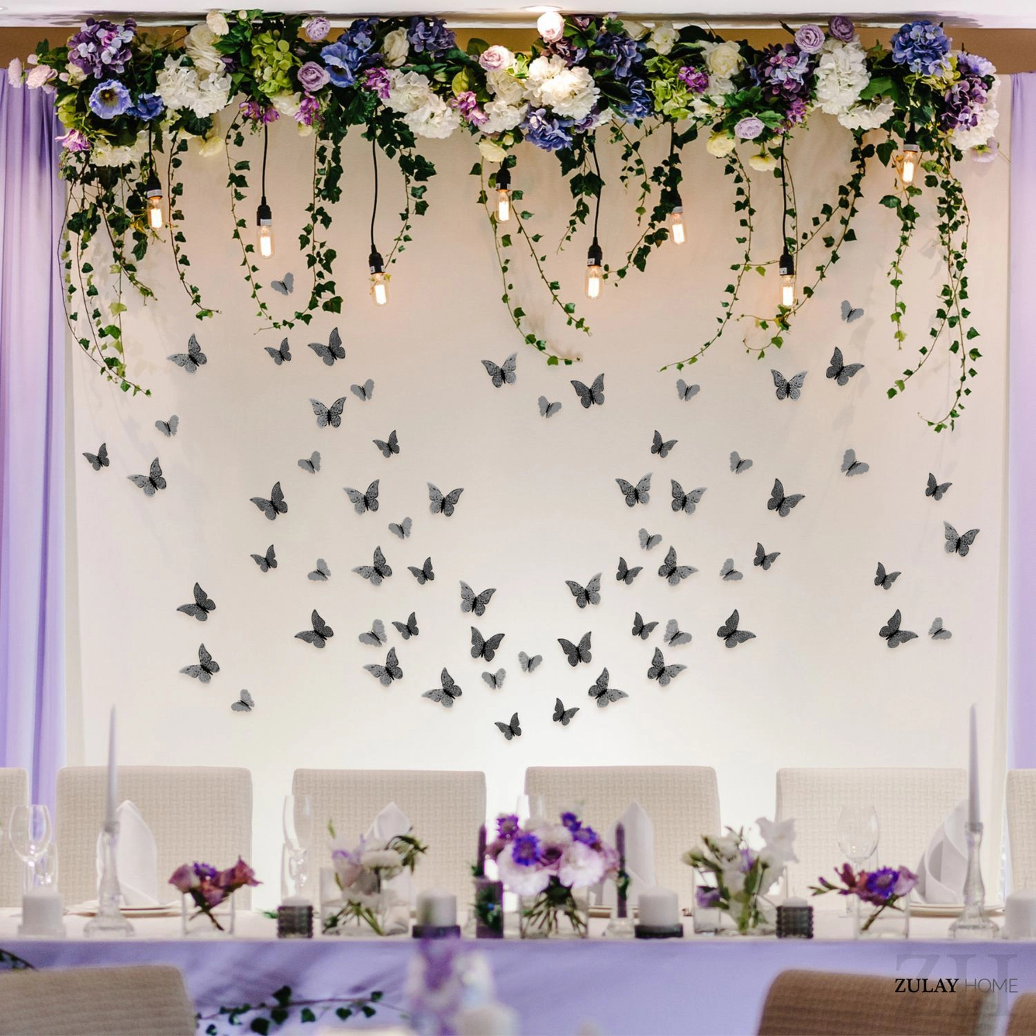 Zulay Home Removable DIY 3D Butterfly Wall Decor - 48pcs with 3 Wing Designs