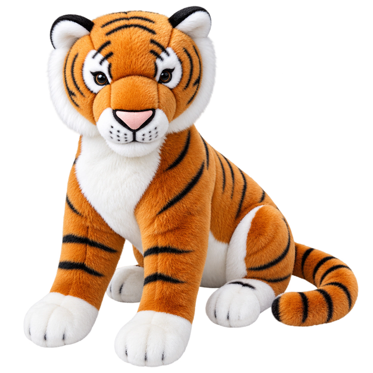 Auswella Plush® Kenya 25-Inch Realistic Tiger Stuffed Animal – Large Sitting Tiger Plush Toy for Kids & Tiger Lovers