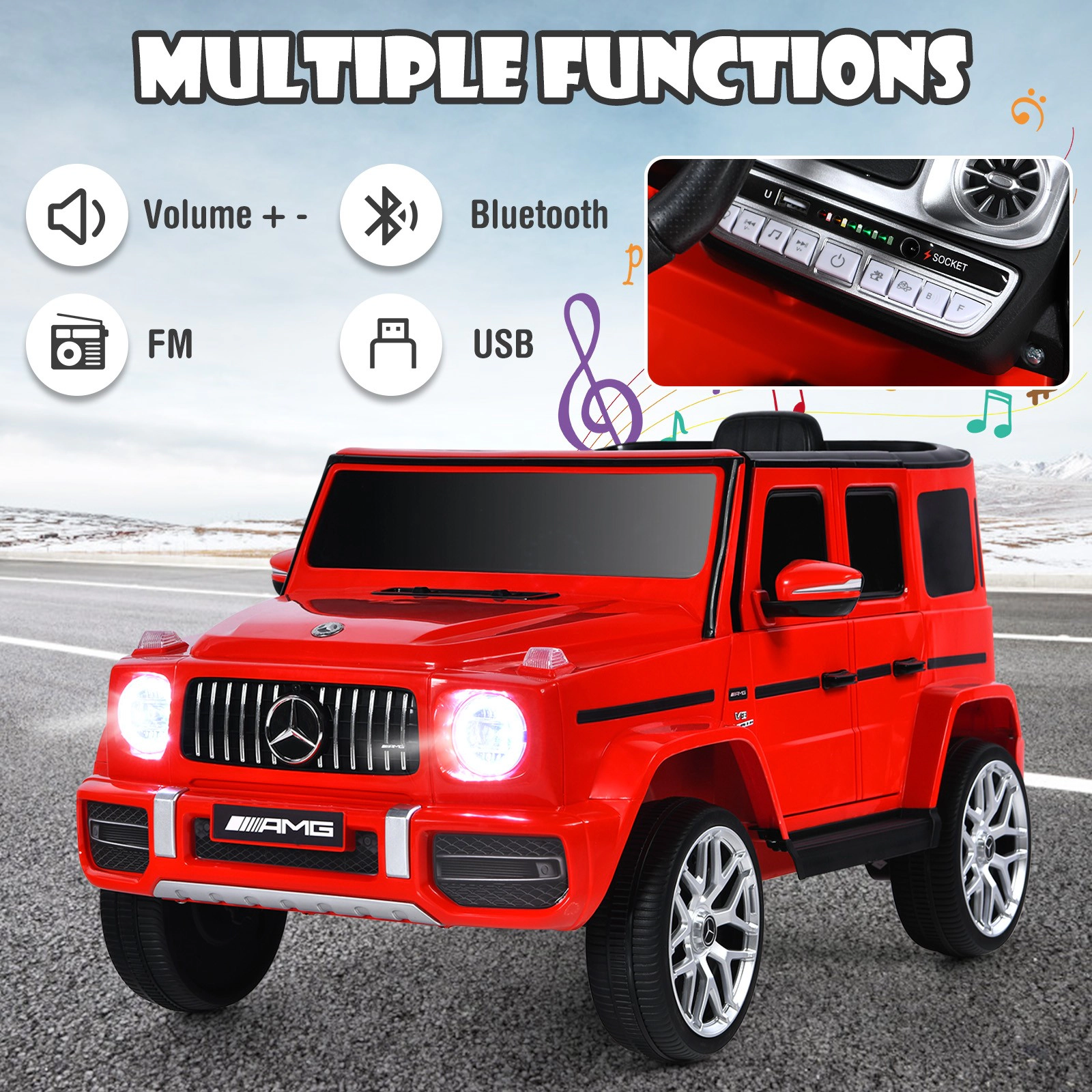 12V Kids Ride On SUV 2.4G Parent Remote Openable Locking Doors Adjustable Windows 2-Mode Ages 3+ Red Electric Car