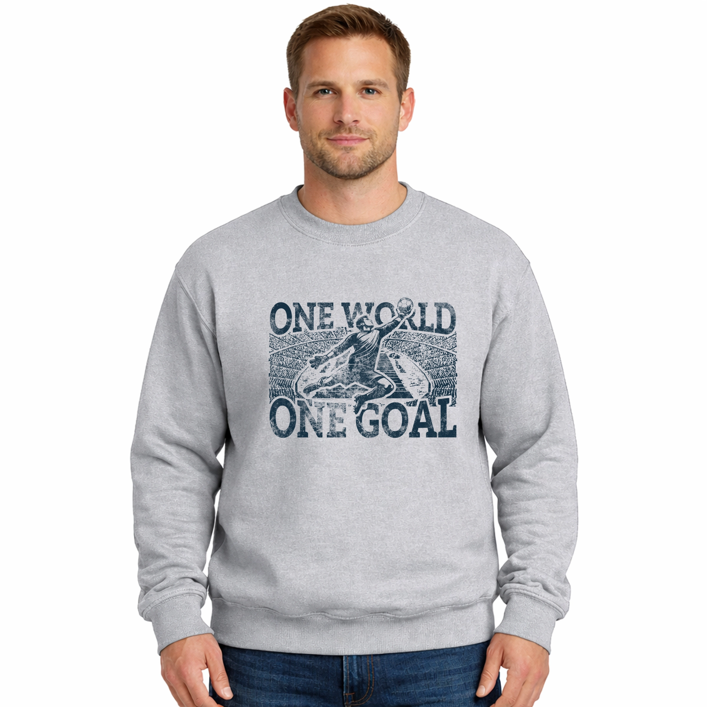 Simply Sage Market - Men's Graphic Sweatshirt One World, Goal Soccer