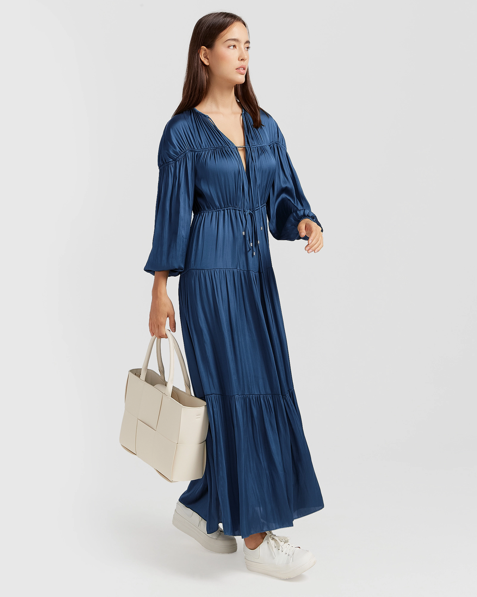 Belle & Bloom Womens Window Seat Tiered Maxi Dress
