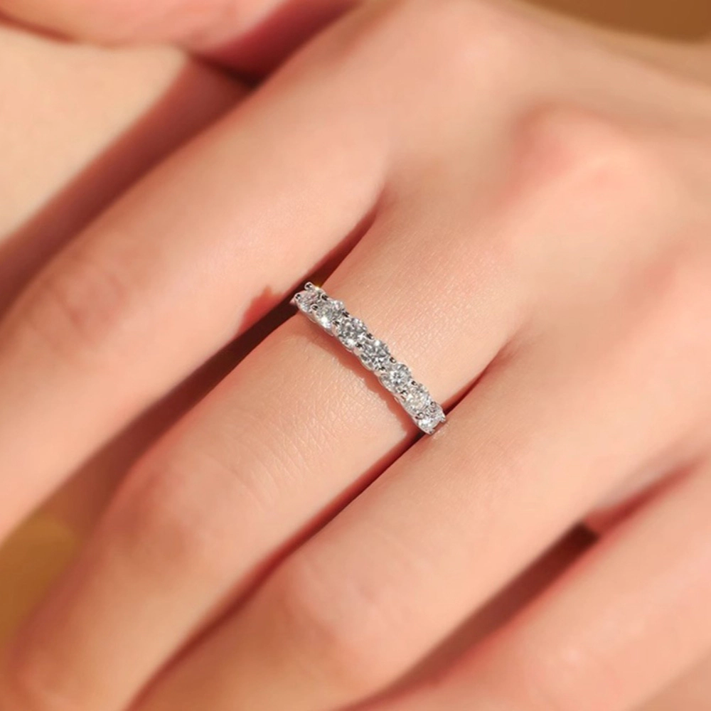 Wardrobe Whimsy Pave Cubic Zirconia Half Eternity Stackable Band Rings Set