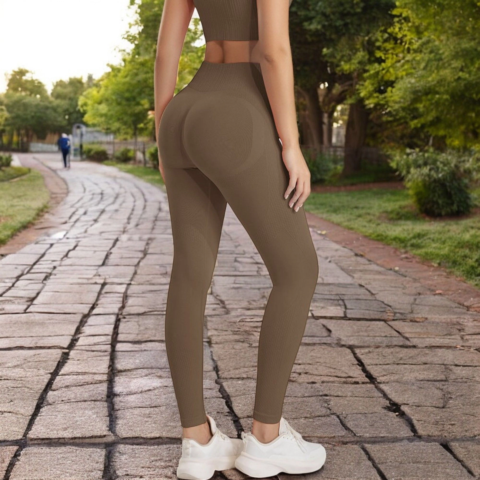 Anna-Kaci Active Women's Ribbed Seamless Leggings with Compression Fit for Workout Comfort