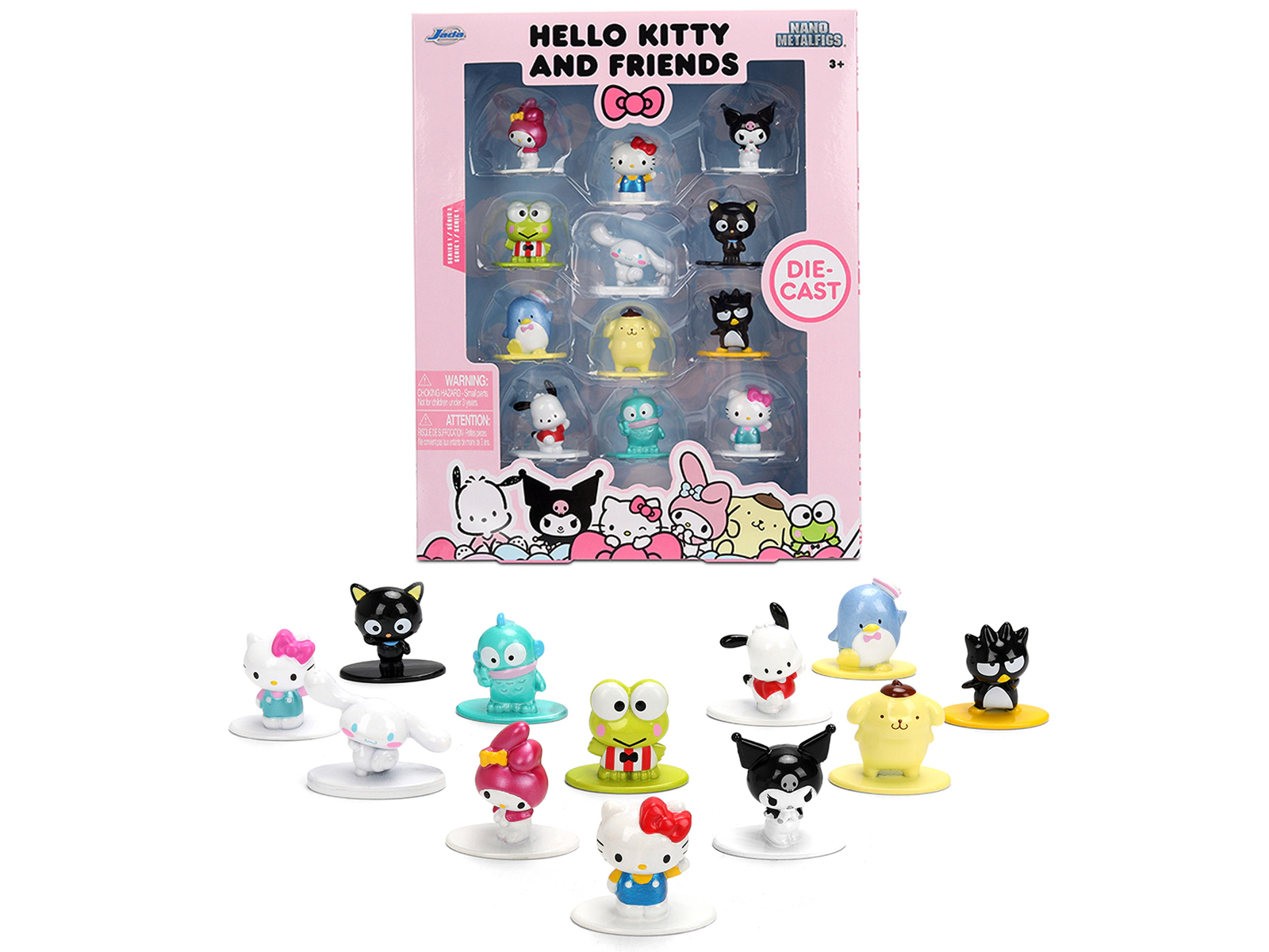 Jada Set of 12 Diecast Figures "Hello Kitty and Friends" Franchise "Nano Metalfigs" Series Diecast Models by Jada