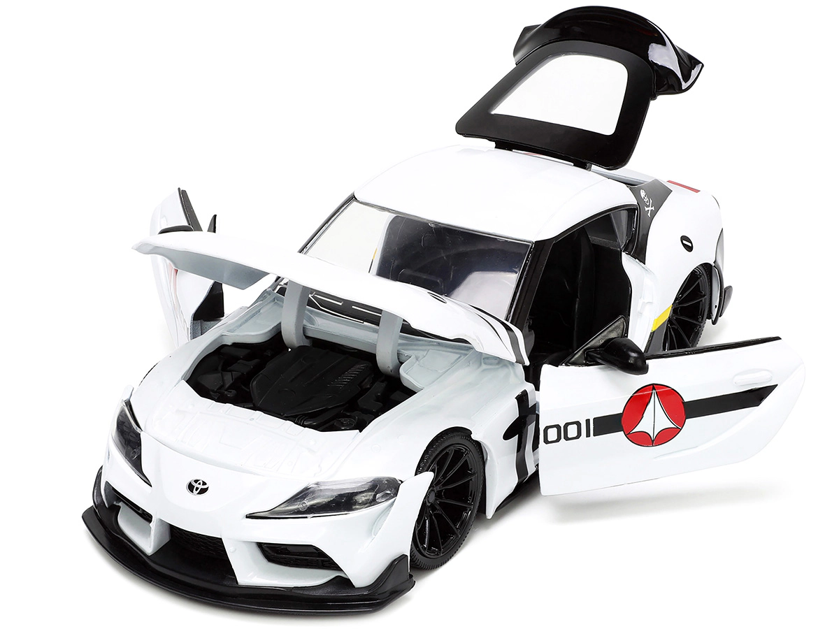 Jada Collectible 2020 Toyota Supra White And Roy Focker Diecast Figurine "Robotech" "Hollywood Rides" Series 1/24