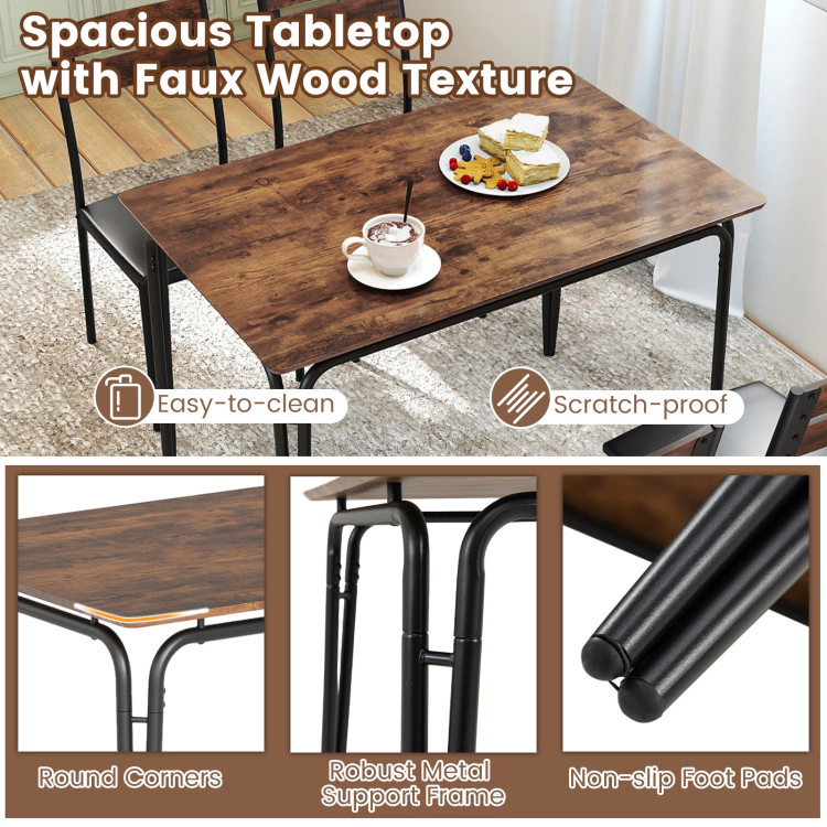 Hivvago 5-Piece Dining Table Set Industrial Rectangular Kitchen Table And 4 Armless Chairs