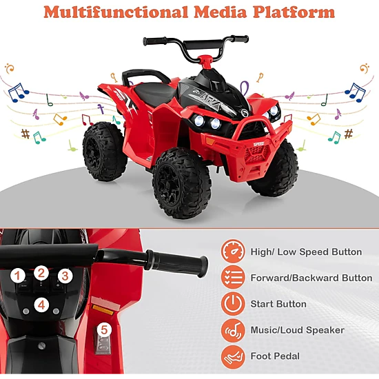Costway 12V Ride On ATV Battery Powered Electric Vehicle for Kids