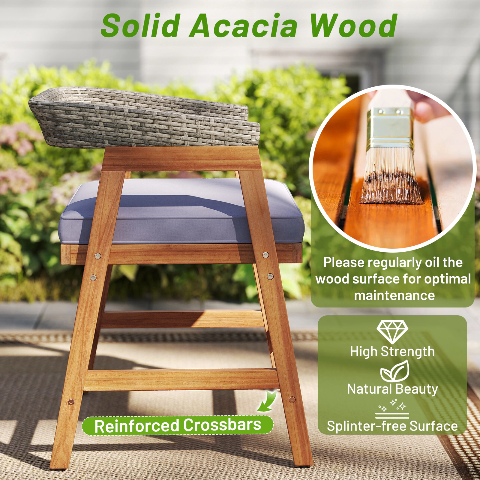 SUGIFT Outdoor Patio Wicker Dining Chairs 400-lb Capacity with Seat Cushion Mix Gray Rattan Gray Cushion