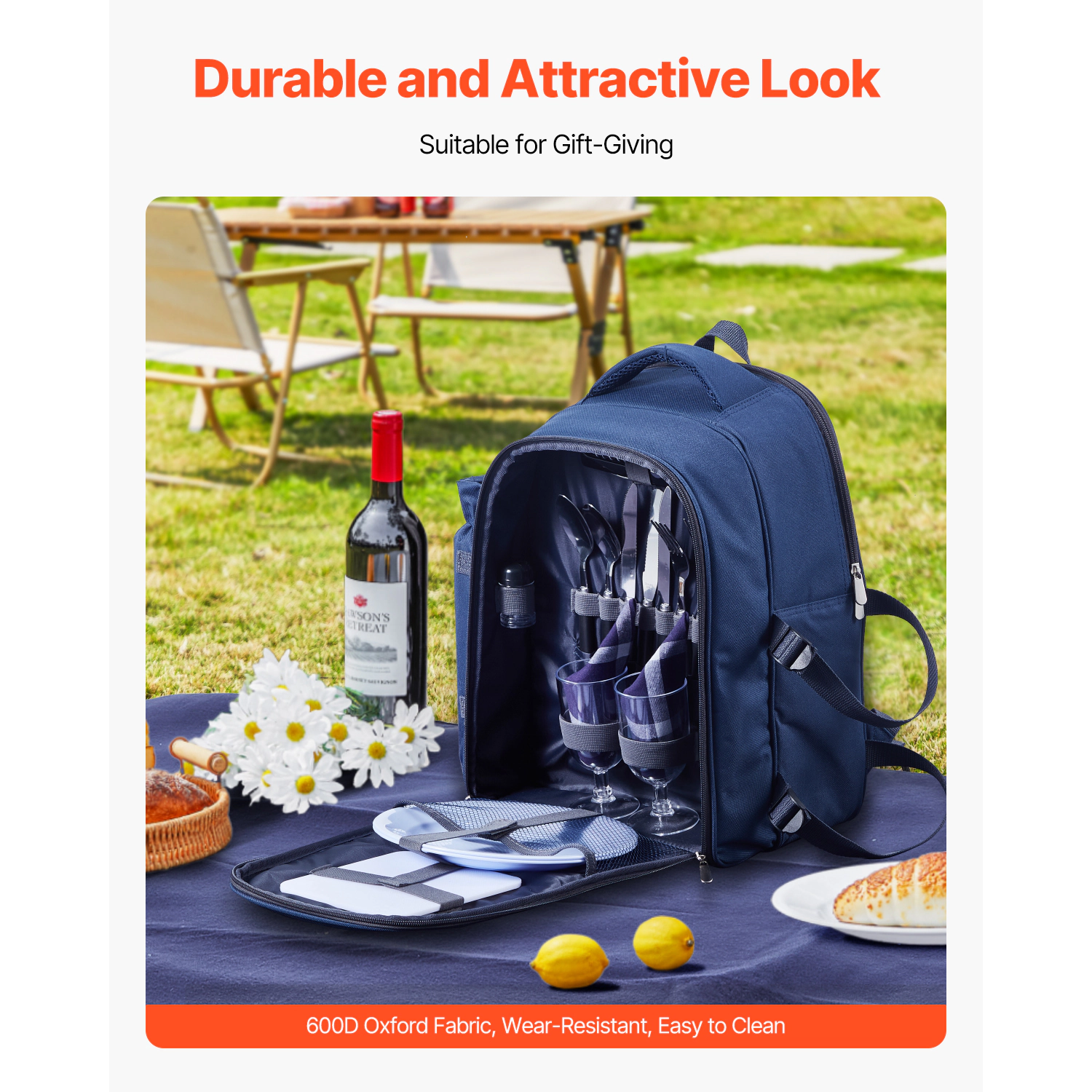 HONGGE Picnic Backpack Beach Bag with Insulated Cooler Compartment Detachable Bottle/Wine Holder