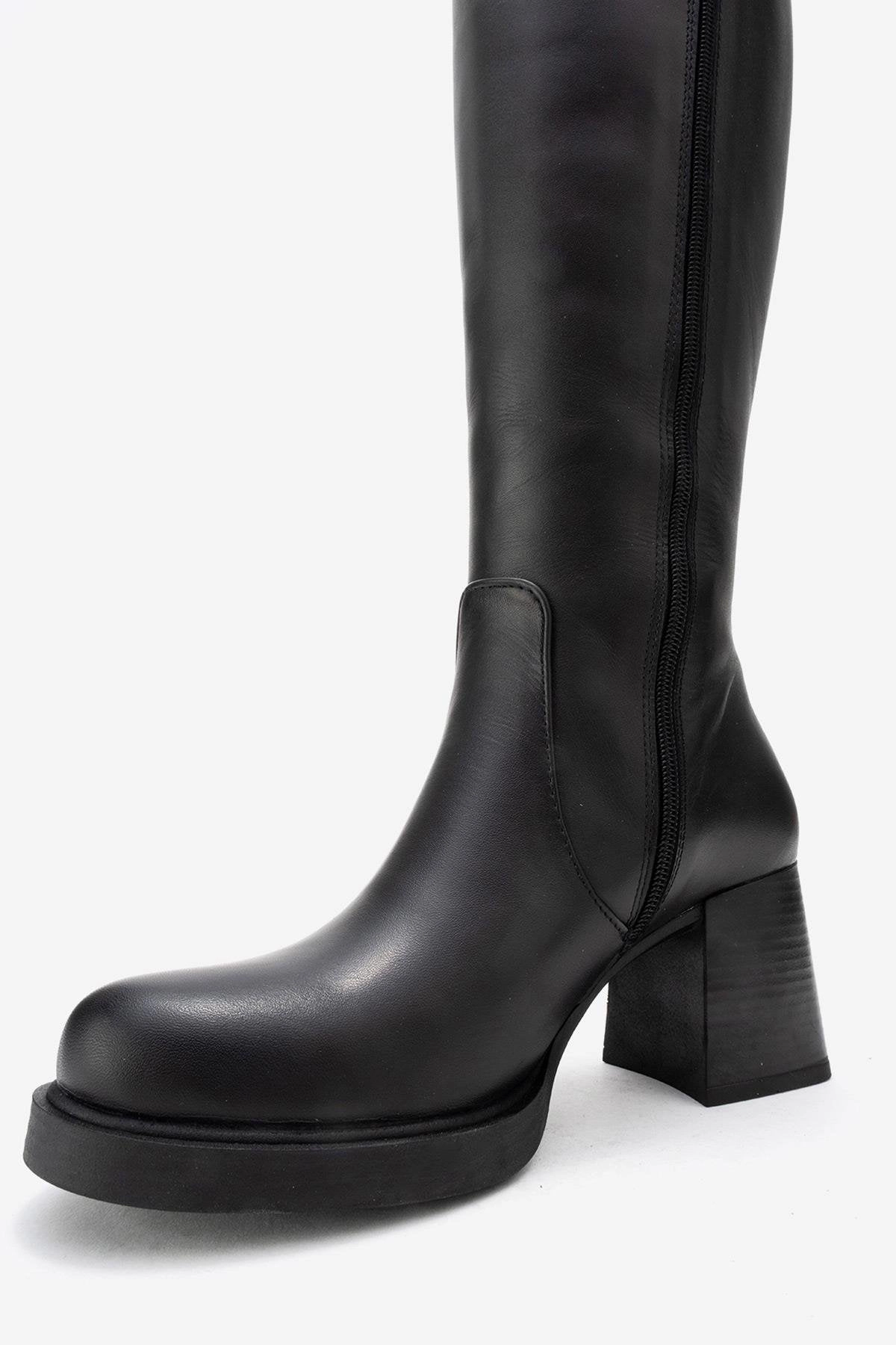 Forever & Always Womens Lensa Leather Block Heel Boot