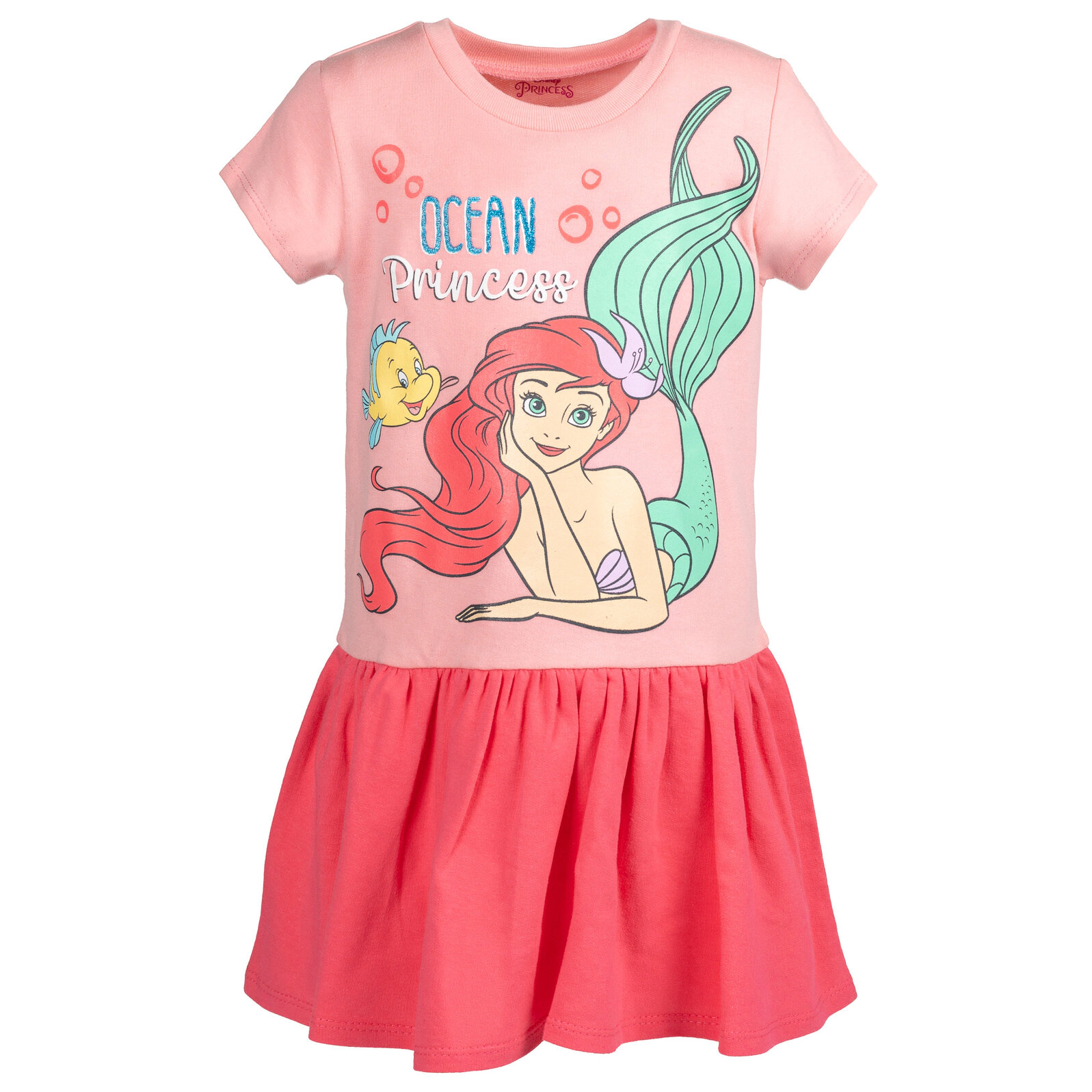 Disney Princess Girls' Glitter Short Sleeve Dress