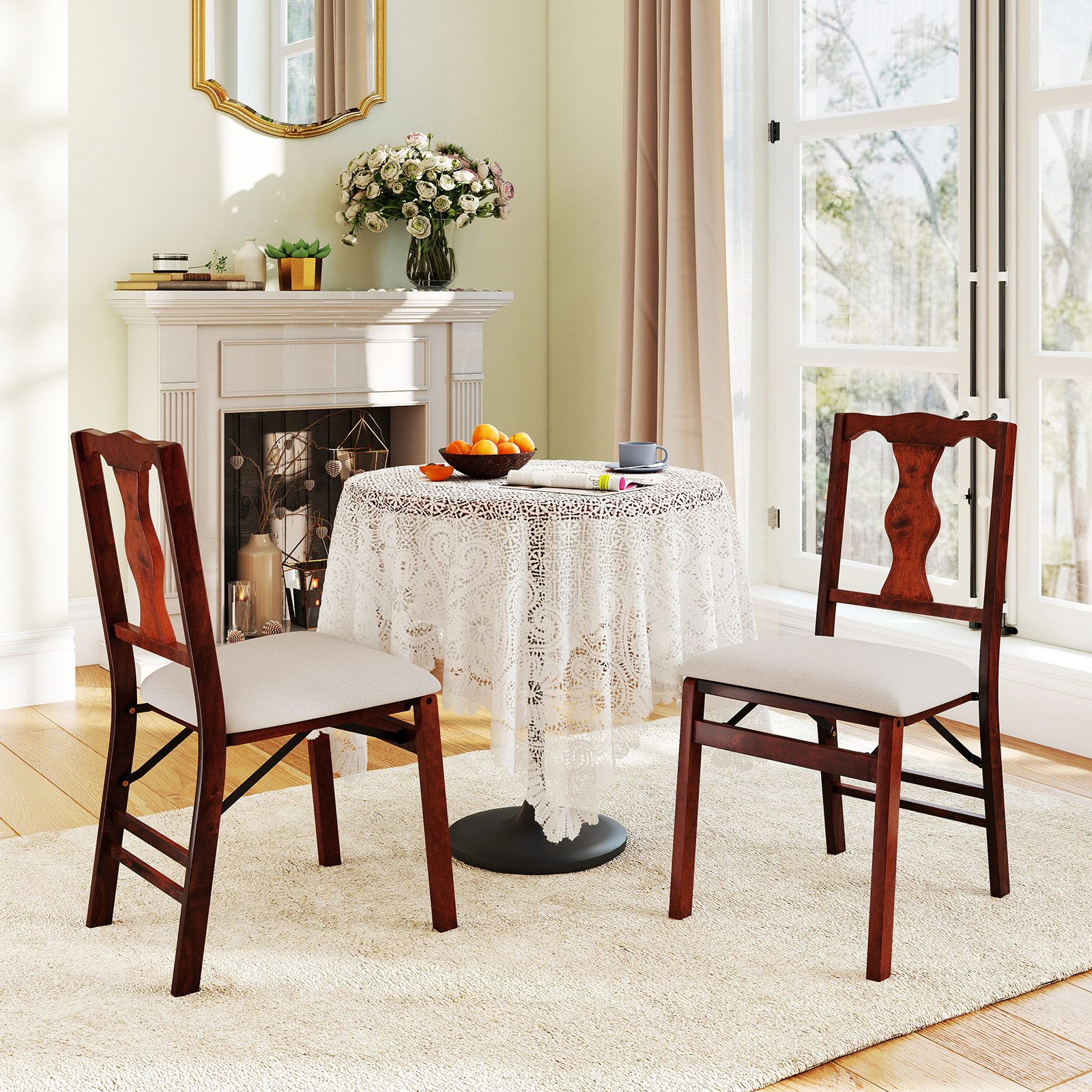 LJG Folding Chairs Set of Upholstered Dining Chairs with Comfy Padded Seats