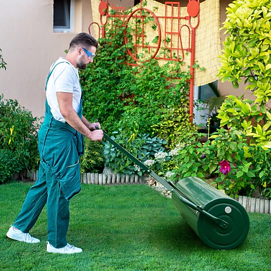 SUGIFT Green 39-in Wide Push and Tow Lawn Roller with Metal Frame 30 Gallon 35.5-in W 16-in D