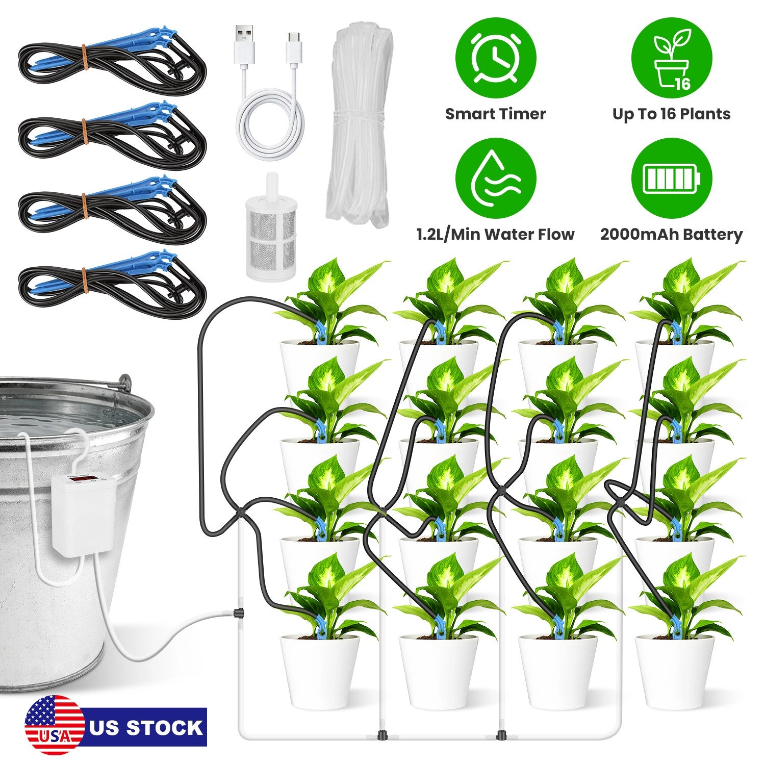 GBruno Automatic Plant Watering System With LCD Display