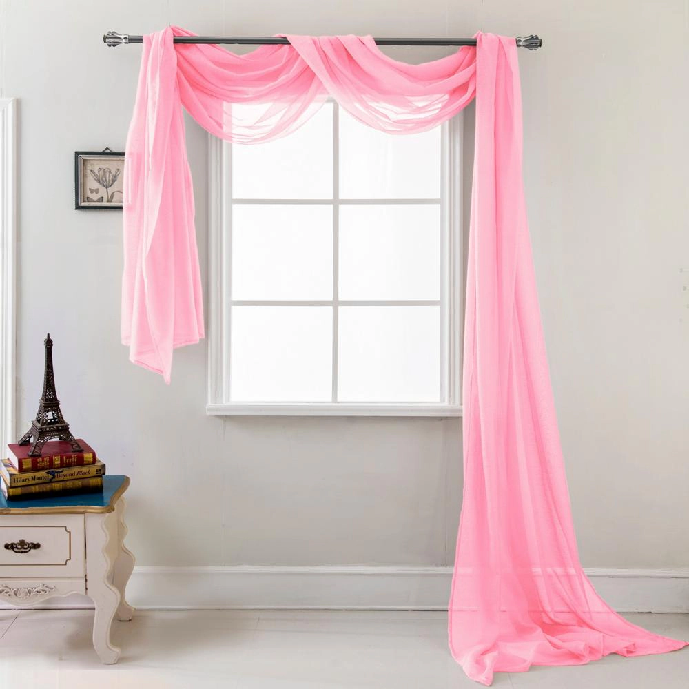 Olivia Gray Celine Decorative Sheer Curtain Scarf for Bedroom, Kitchen, Living Room, Dining Room 55" x 216" Dusty Rose