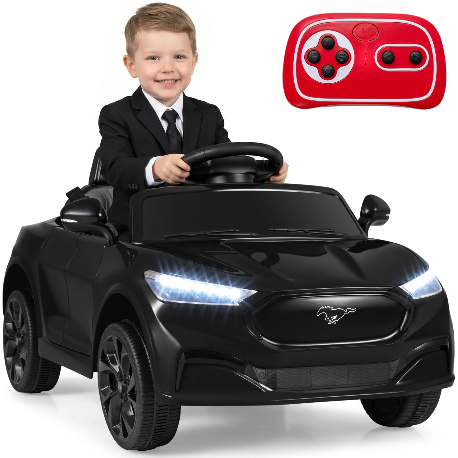 LJG 12V Kids Ride on Car Licensed Ford Mach E with Parent Control and Horn