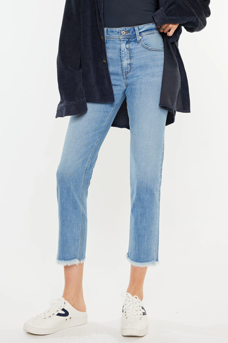 KanCan Women's Essentials High Rise Slim Straight Leg Jeans Nancy