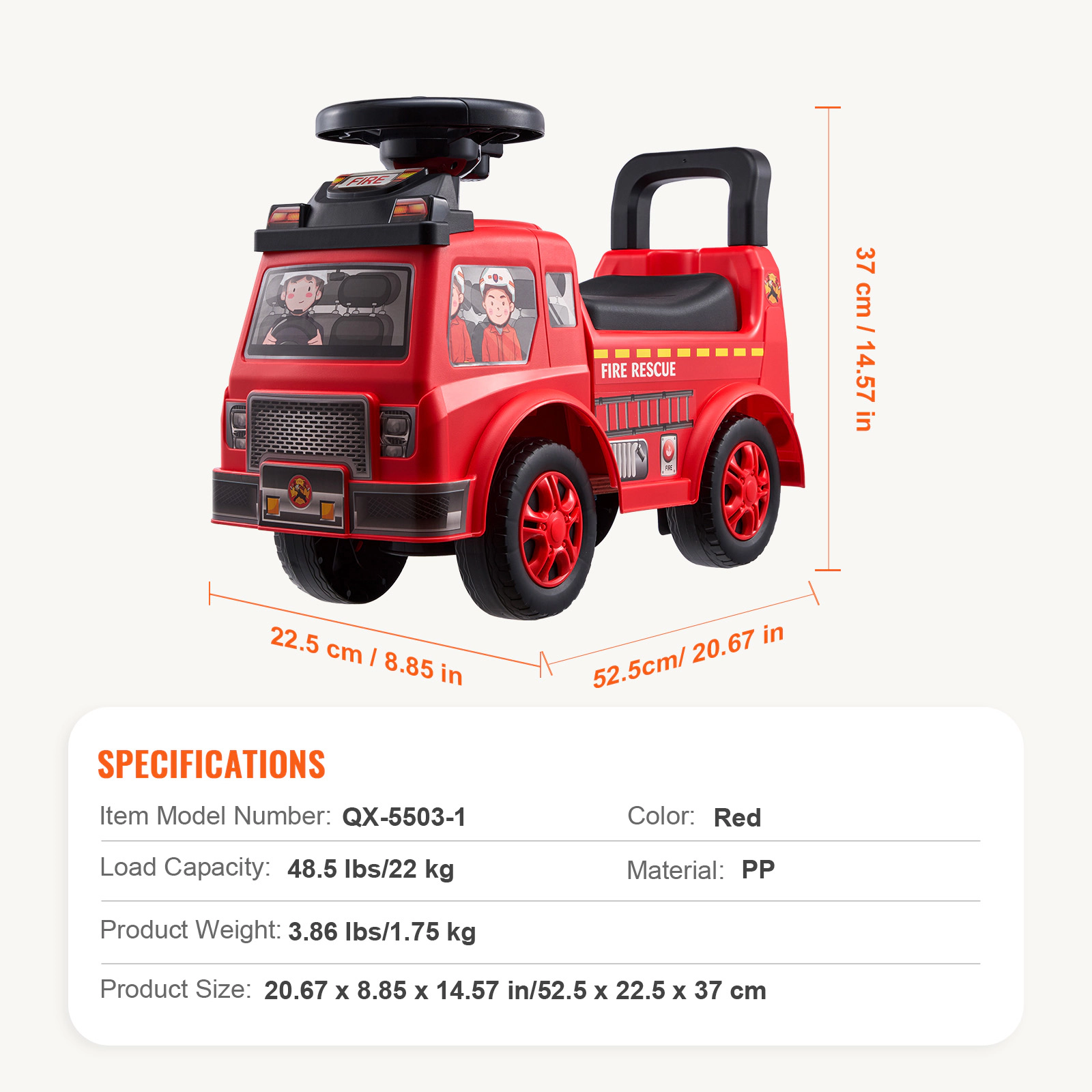 HONGGE Toddler Sit-to-Stand Ride On Push Car with Music Steering Wheel & Under-Seat Storage for Ages 1-3, Red