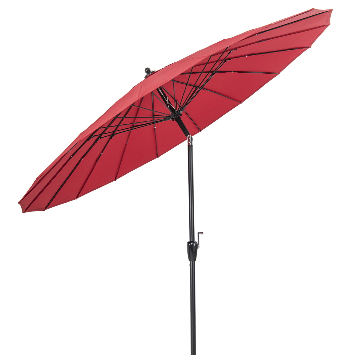SUGIFT Wine 18 Fiberglass Ribs and Crank Lift 9 FT Round Patio Market Umbrella