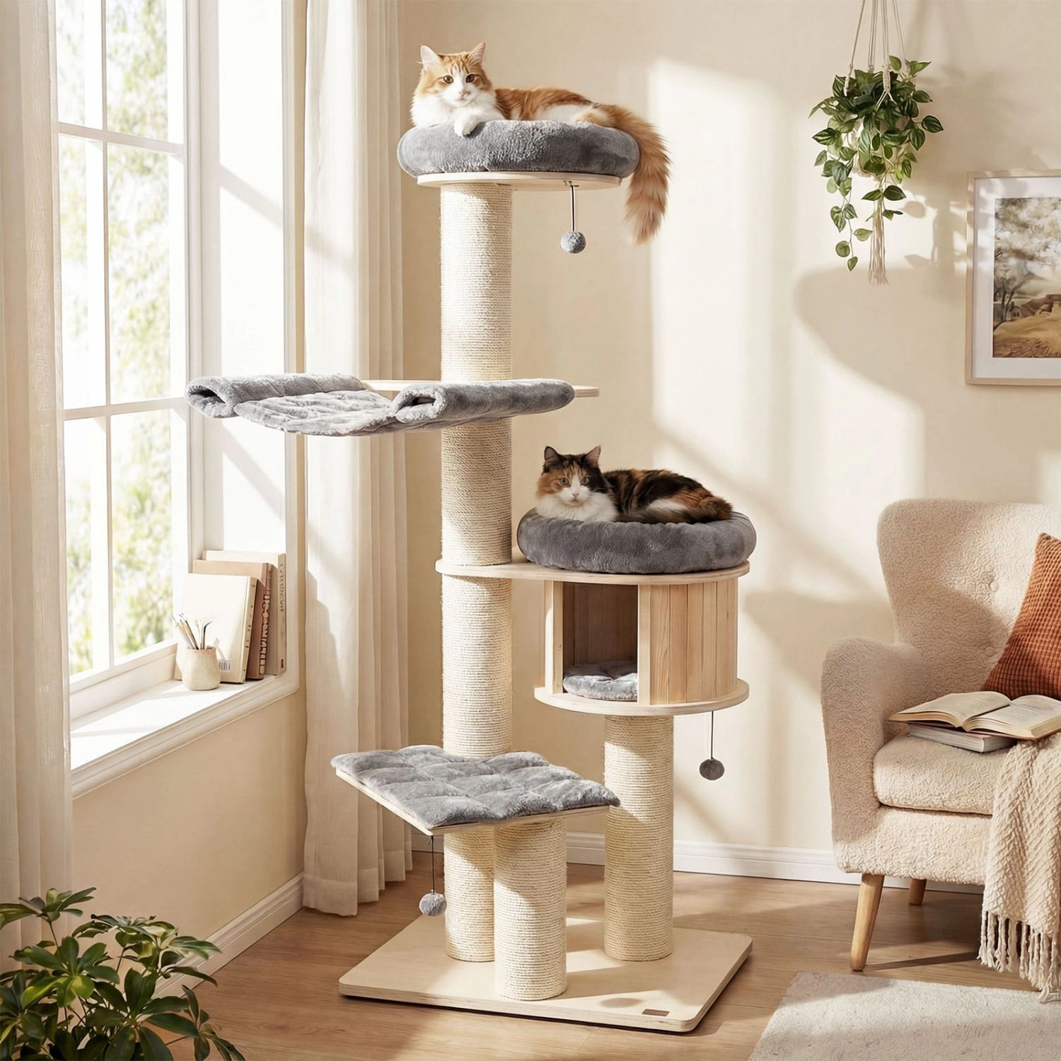 SlickBlue 68.5-Inch Multi-Level Cat Tree with Condo and Perches
