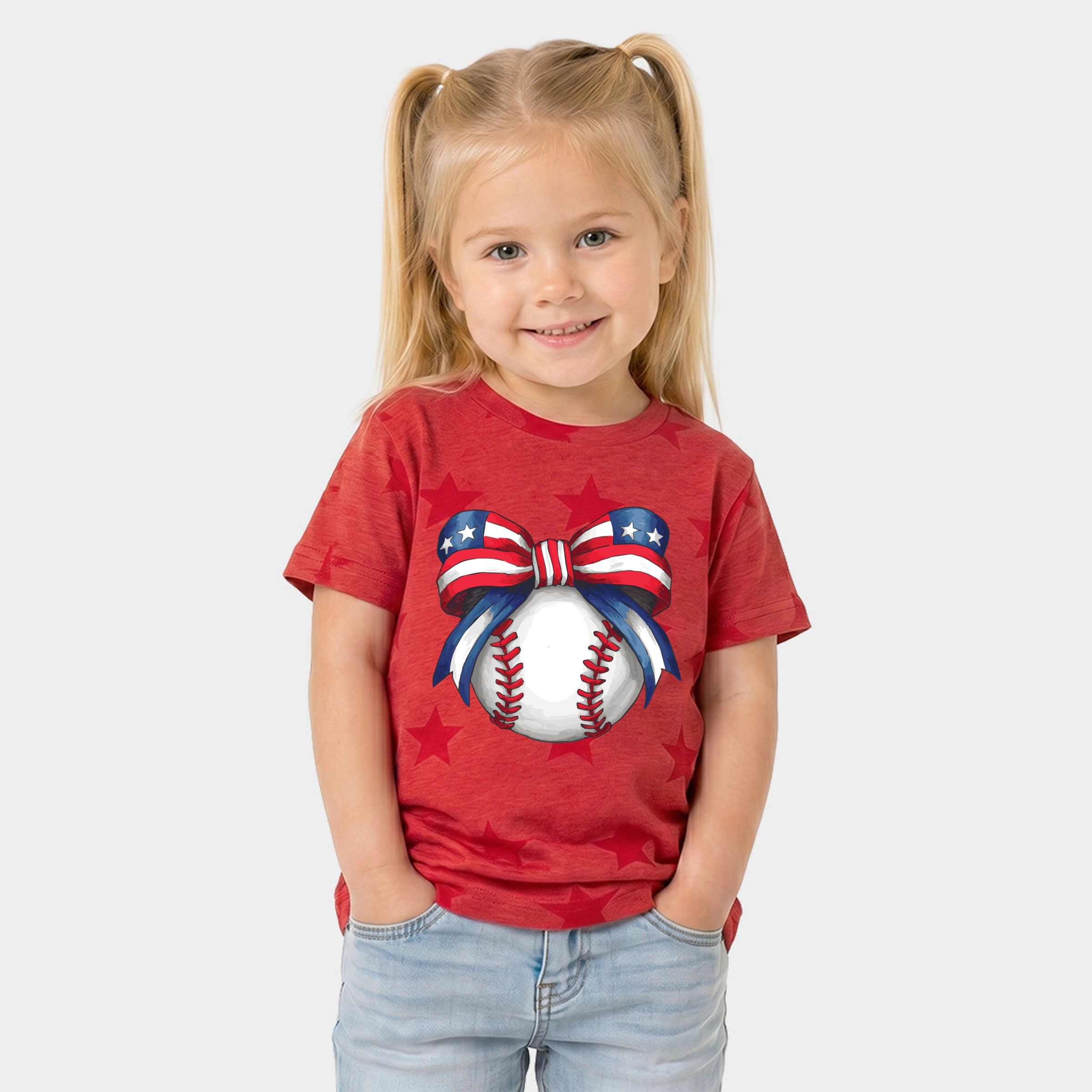 The Juniper Shop - Coquette Patriotic Baseball Toddler Short Sleeve Star Tee