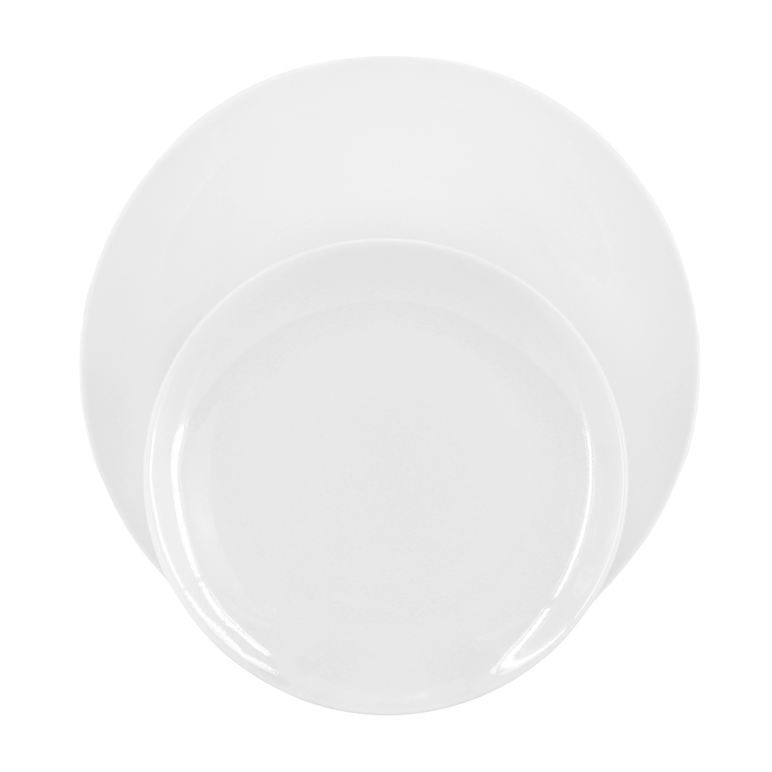 Elama Iris 32 Piece Porcelain Dinnerware Set with 2 Large Serving Bowls in White