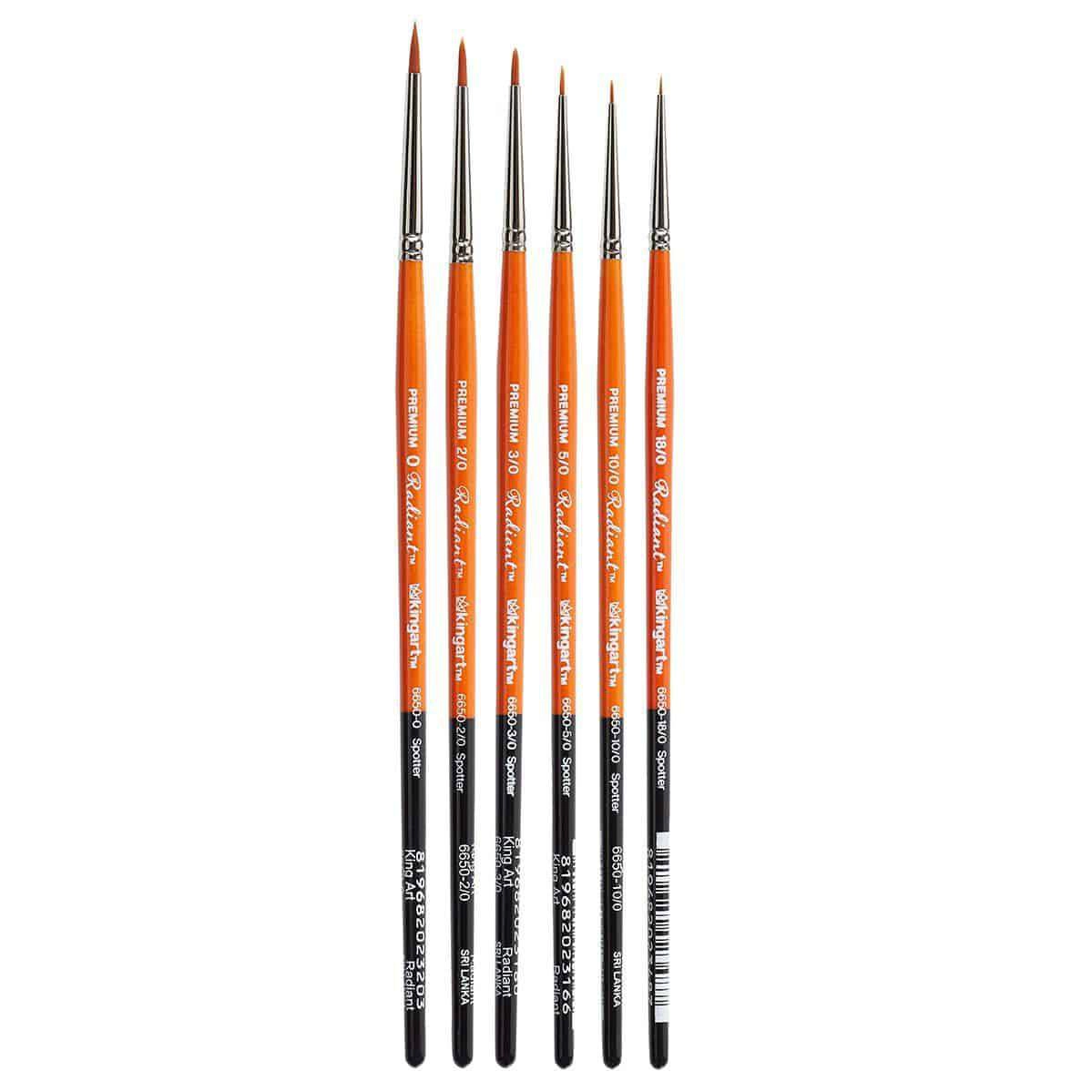 KINGART Radiant 6650 Spotter Golden Synthetic Brush Set - 6 pc