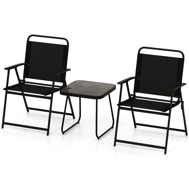 Hivvago 3 Pieces Patio Folding Conversation Chairs And Table