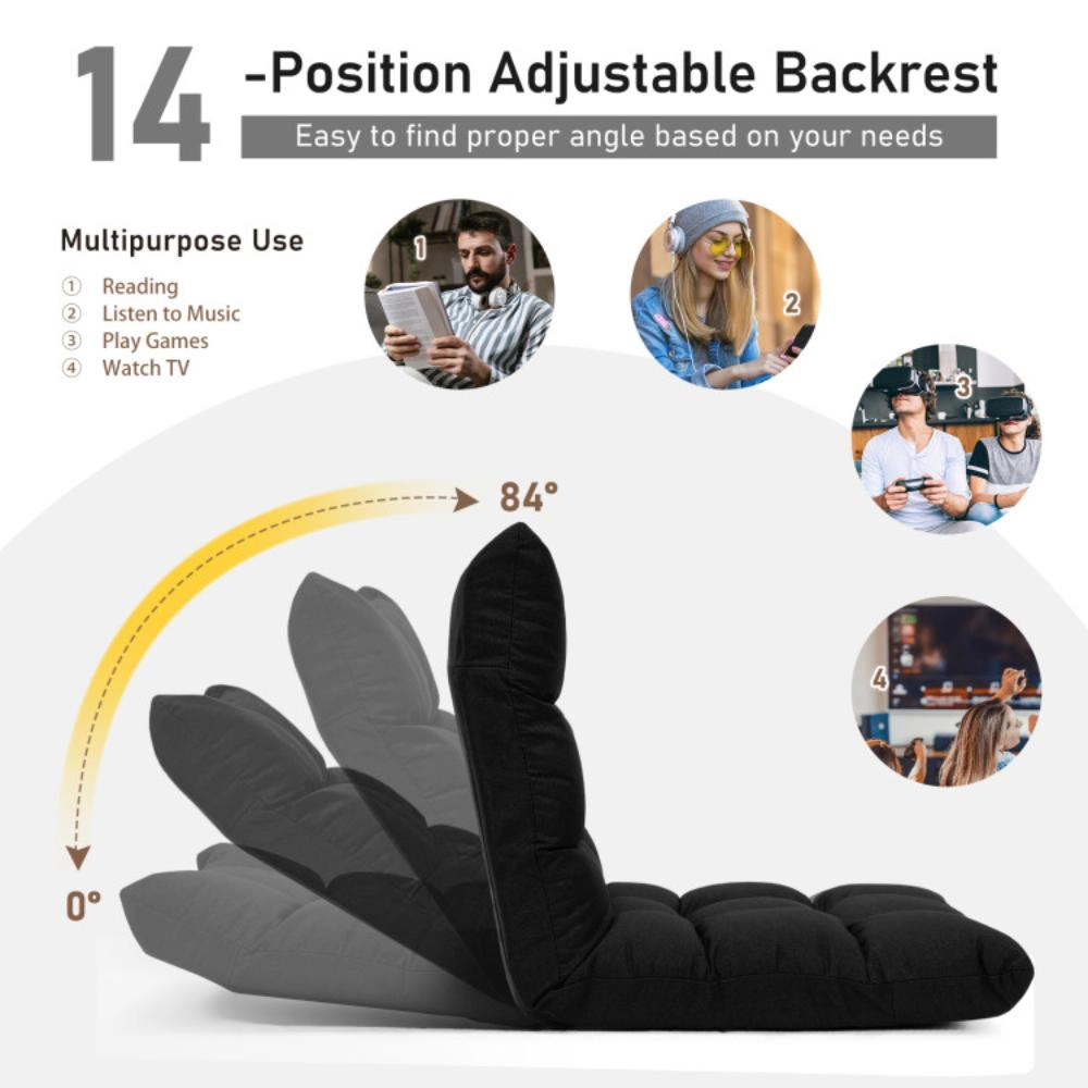 Hivvago 14-Position Adjustable Folding Lazy Gaming Sofa