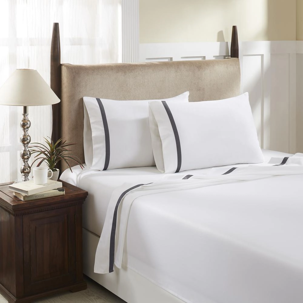 Hotel Concepts 500 Thread Count Deep Pocket Tonal Cotton Sateen Sheet - 4 Piece Set - Queen