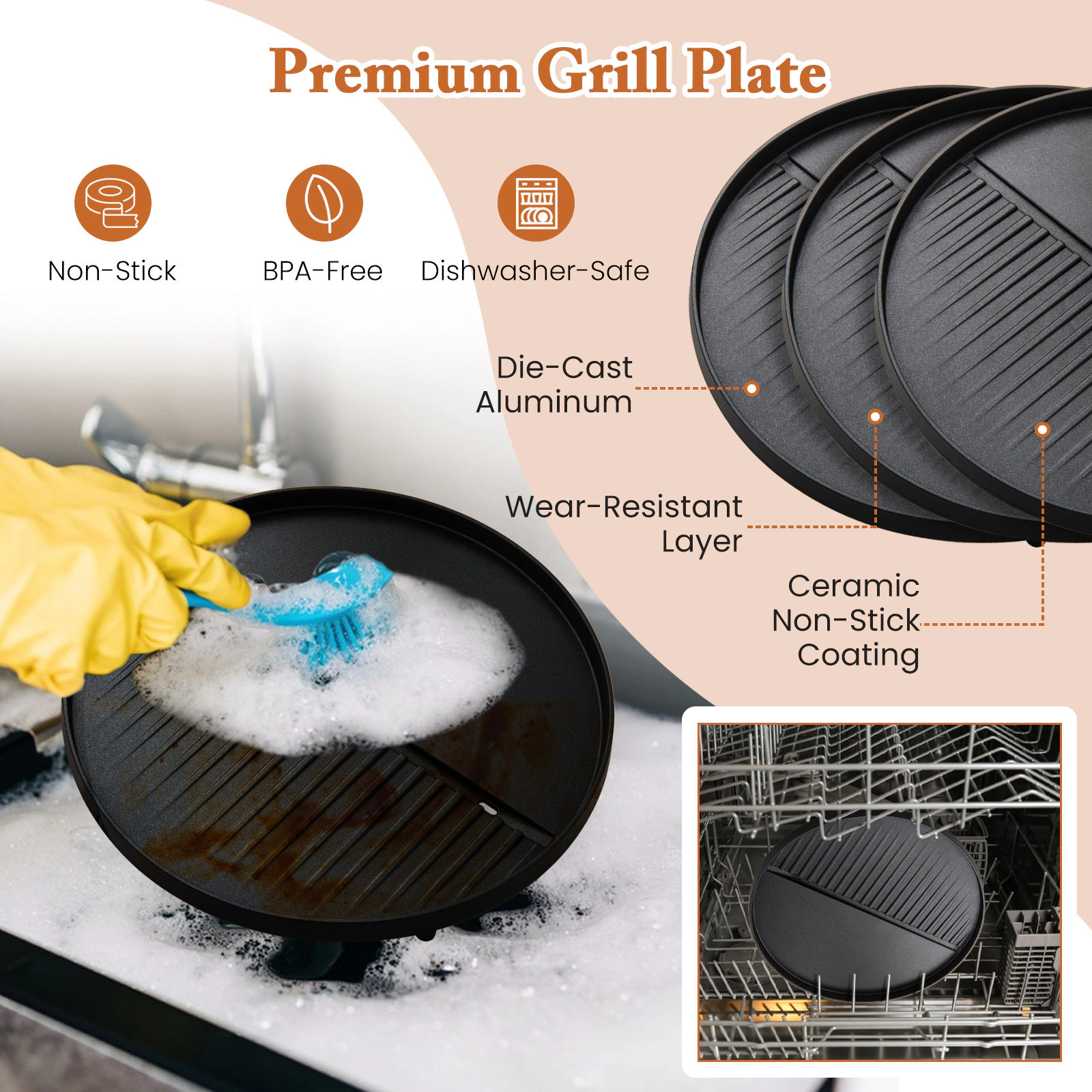 SUGIFT 1200W Black 2-Zone Electric Grill with Removable Stand 205-sq-in Cooking Area 25-in W 40-in H