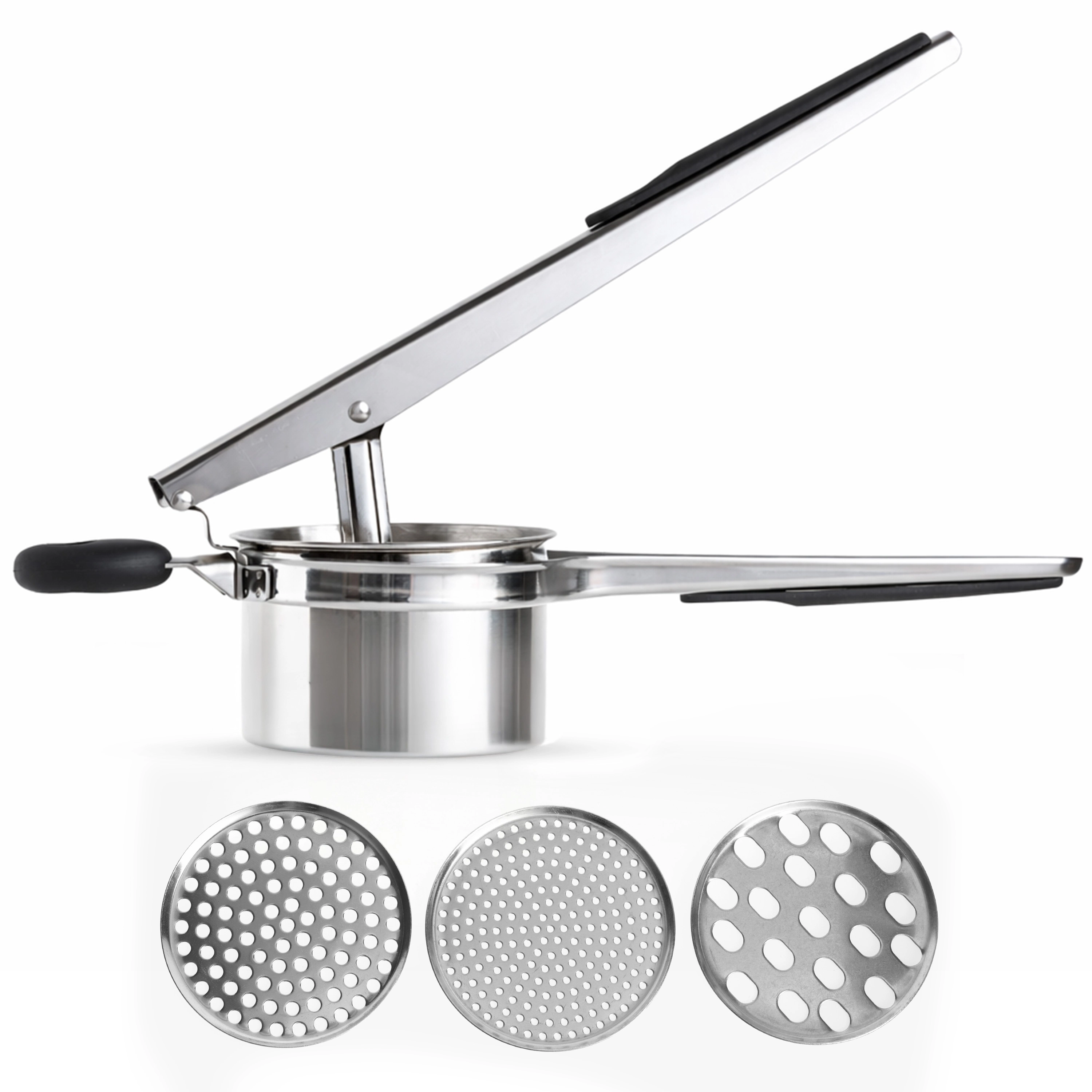 Luminuxe 15oz Potato Ricer, Heavy Duty Stainless Steel Potato Masher & Ricer Kitchen Tool, Nonslip Handle, Press & Mash