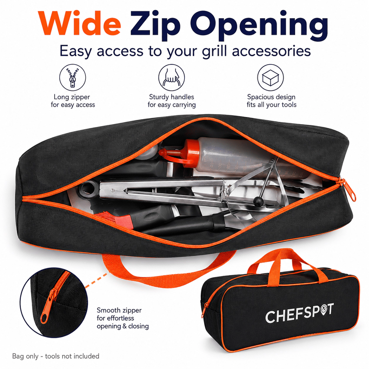 CHEFSPOT Grill Tool Storage Bag With Reinforced Handles