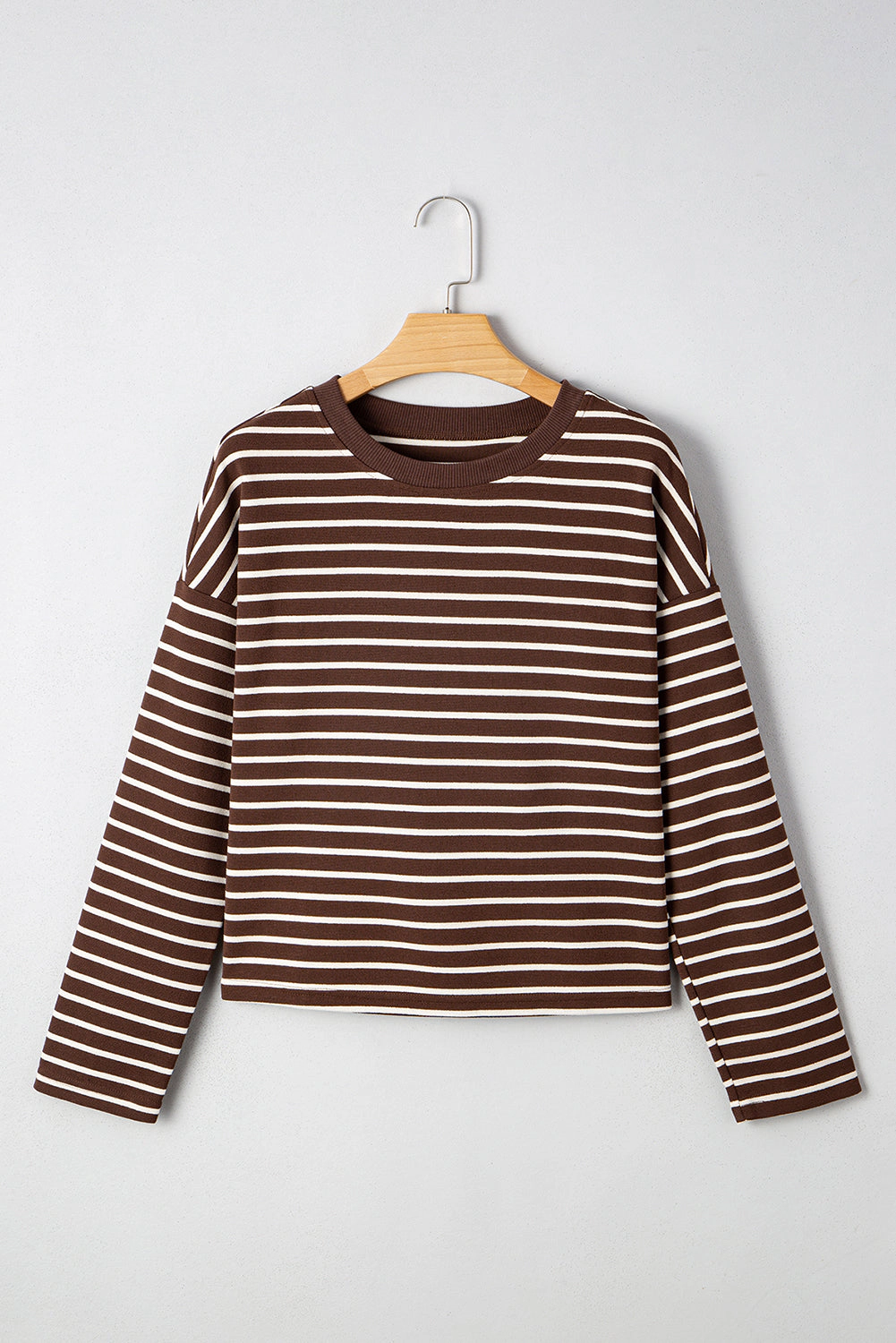 Threaded Pear Women's Ember Stripe Ribbed Cropped Crew Neck Top