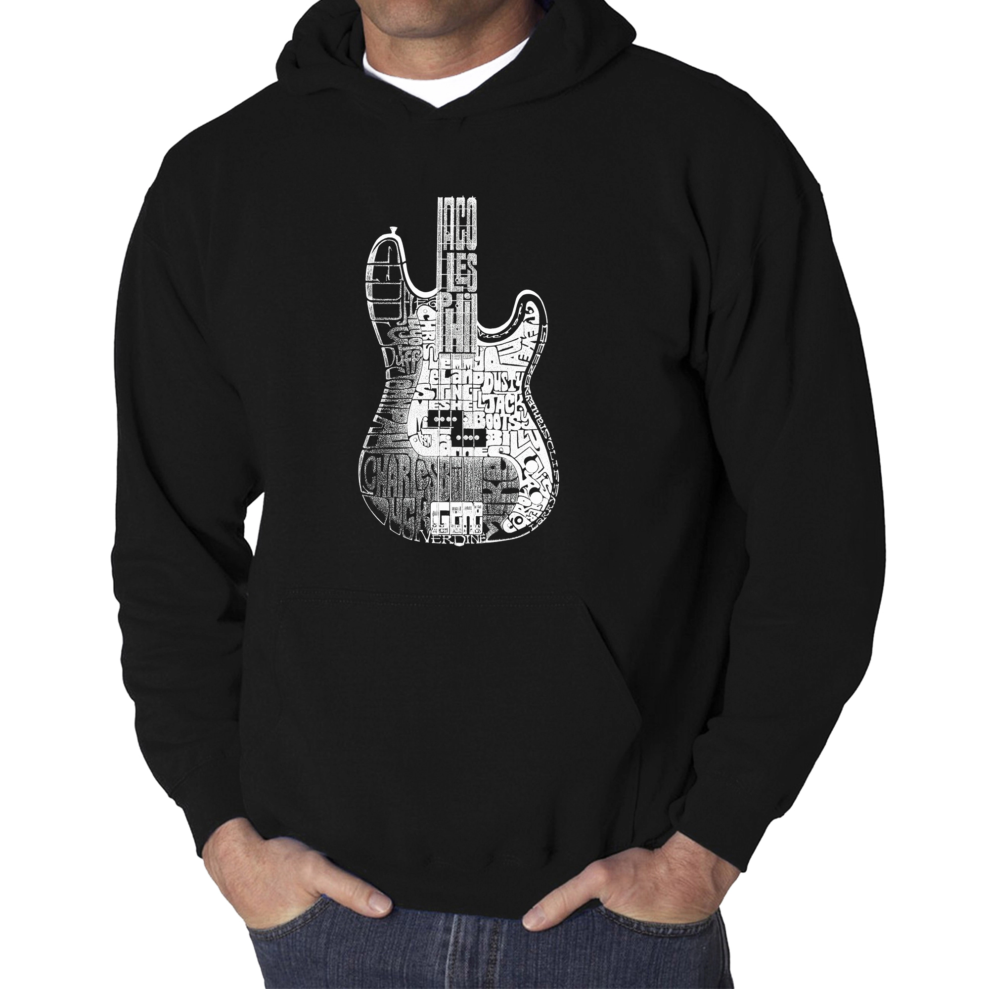 LA Pop Art Bass Guitar - Men's Word Hooded Sweatshirt