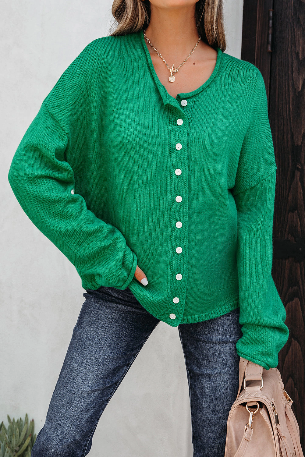 Threaded Pear Women's Evatyn Knit Drop Shoulder Sweater