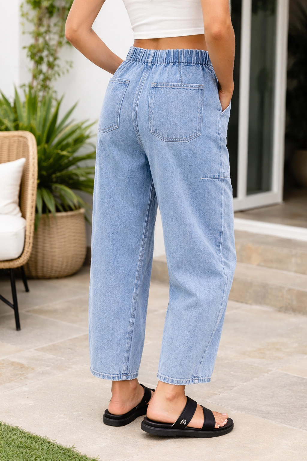 Threaded Pear Women's Bella Paperbag Waist Barrel Jeans