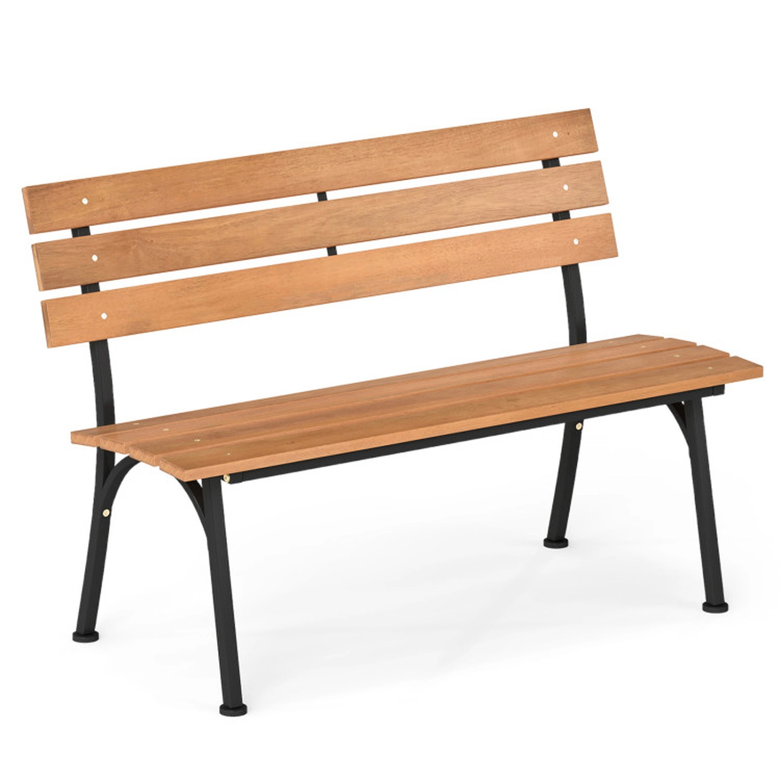 SUGIFT 47-Inch Outdoor Garden Bench, Acacia Wood Seat, Black Metal Frame, 800-Lb Capacity