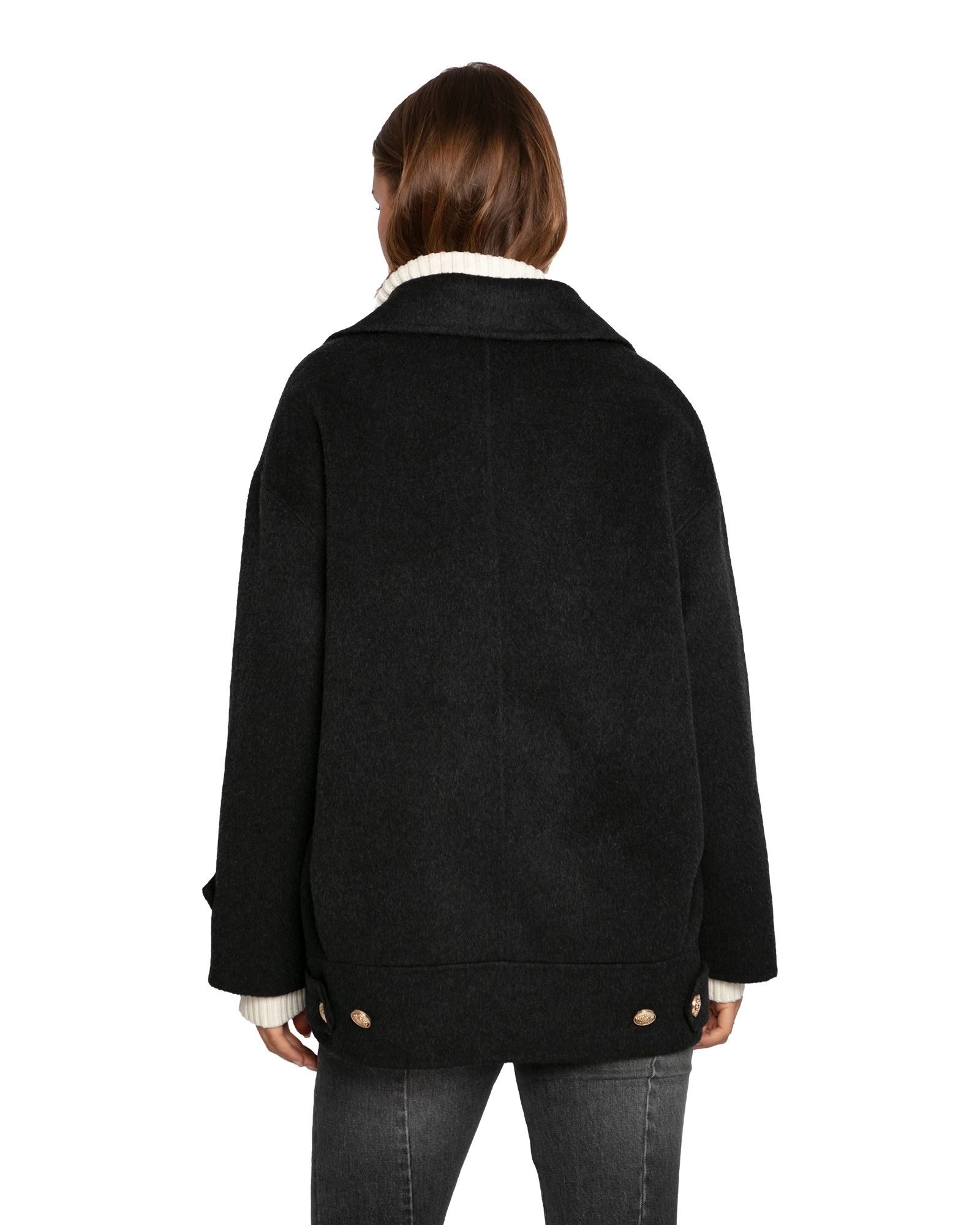 Belle & Bloom Right and Forward Double Breasted Wool Blend Pea Coat
