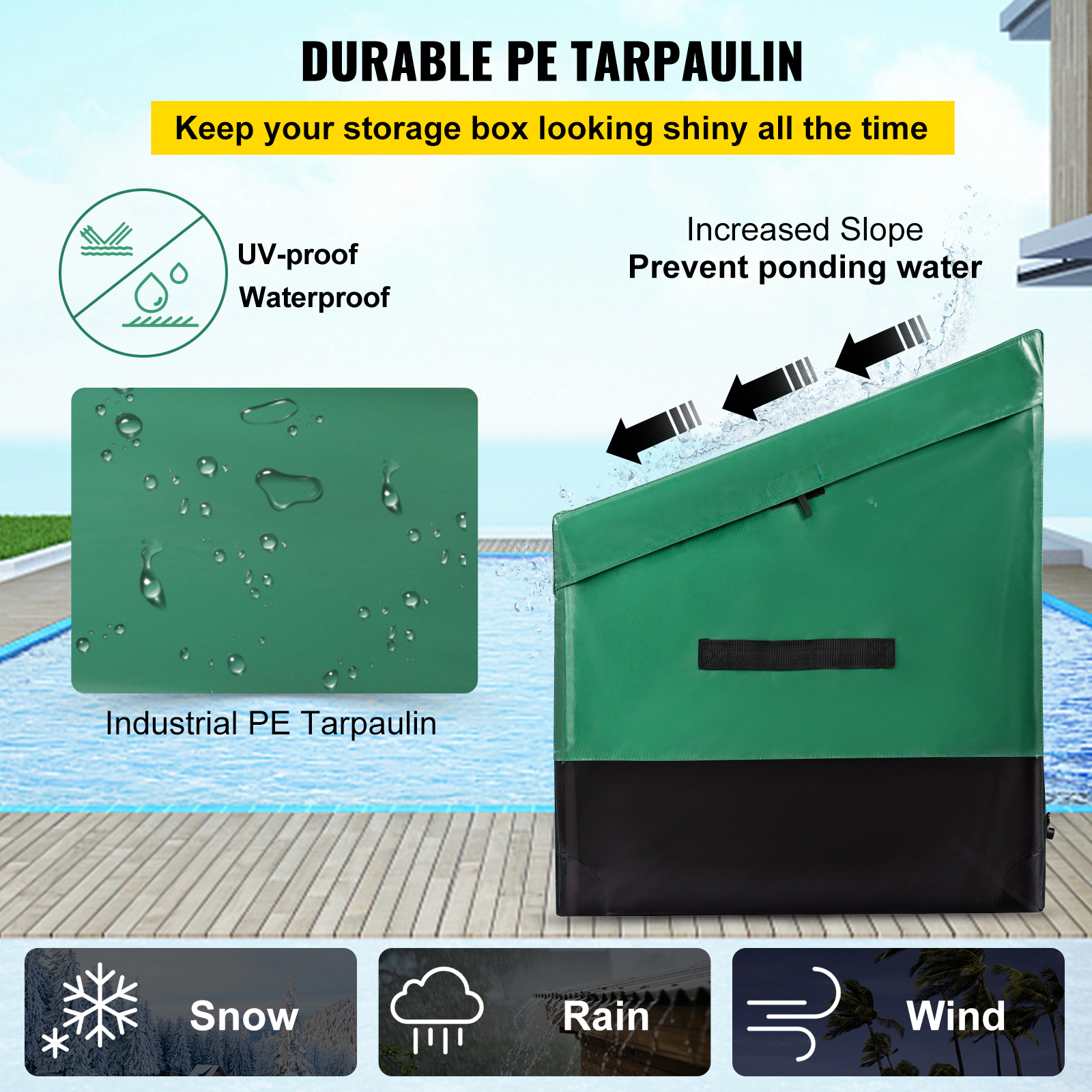 HONGGE Outdoor Storage Box Deck Waterproof PE Tarpaulin