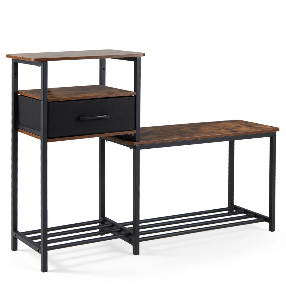 Hivvago 3-Tier Shoe Storage Rack Bench with Drawer and Metal Frame
