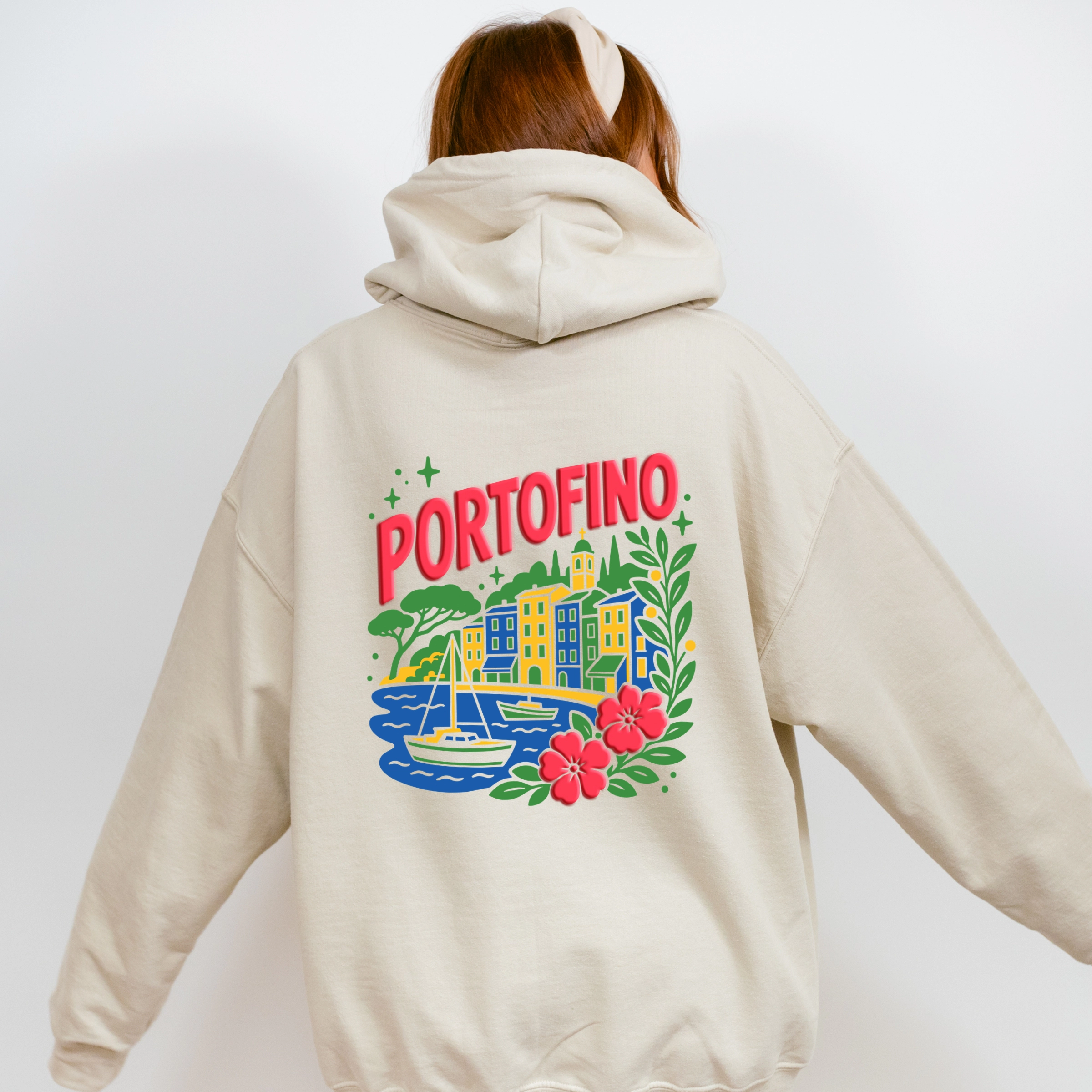 Simply Sage Market - Women's Graphic Hoodie Portofino Vibrant Puff Print