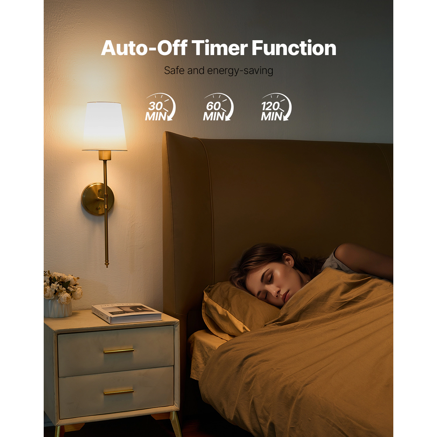 HONGGE Battery Operated Wall Rechargeable Wireless Lights with Remote Control & Timer Dimmable