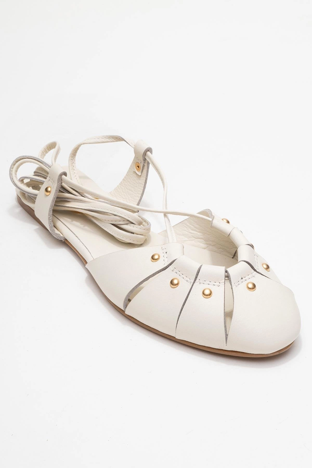 Forever & Always Womens Daria Leather Ankle Lace-Up Sandals